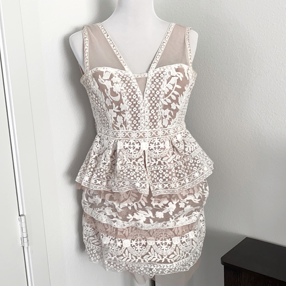 Bebe Lace Peplum Dress for weddings or glamorous party